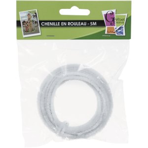 Chenille 8 mm vit, 1 meter