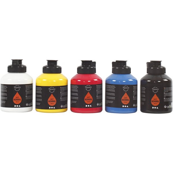 Pigment Art School - primärfärger - halvblank - 5 x 500 ml Pigment Art School - primärfärger - halvblank - 5 x 500 ml