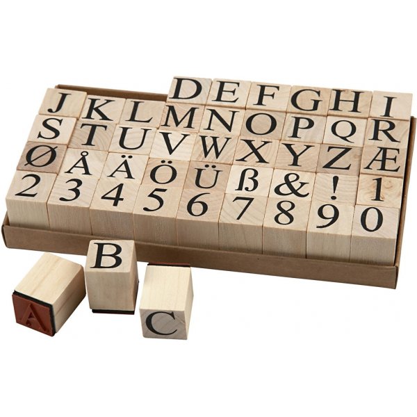 Stämplar - bokstäver och siffror - 20 x 20 mm - 45 st Stämplar - bokstäver och siffror - 20 x 20 mm - 45 st