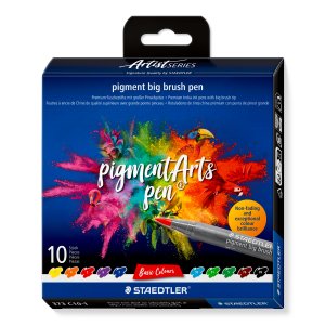 Staedtler Pigment Big Brush Pen - 10 pennor basfärger Staedtler Pigment Big Brush Pen - 10 pennor basfärger