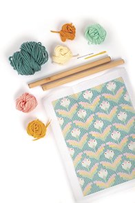 Broderikit med tropiska blommor p� canvas
