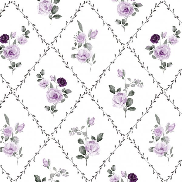 Vaxduk med Blomruta motiv - Ljung