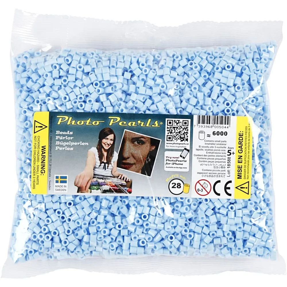 NABBI PhotoPearls - Lyseblå (28) - 6000 stk - Photo Pearls, Perler & perleplader, Håndværk