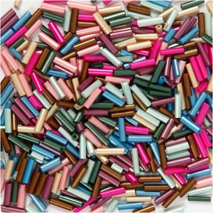 Avlånga glaspärlor metallicfärger 6 mm 130 g Avlånga glaspärlor metallicfärger 6 mm 130 g
