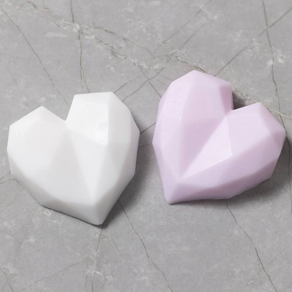 Silikonform Fasettert hjerte 6 x 5,8 x 2 cm 2 stk