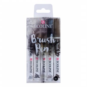 Penselpenna Ecoline Brush Pen 5-pack - Grey