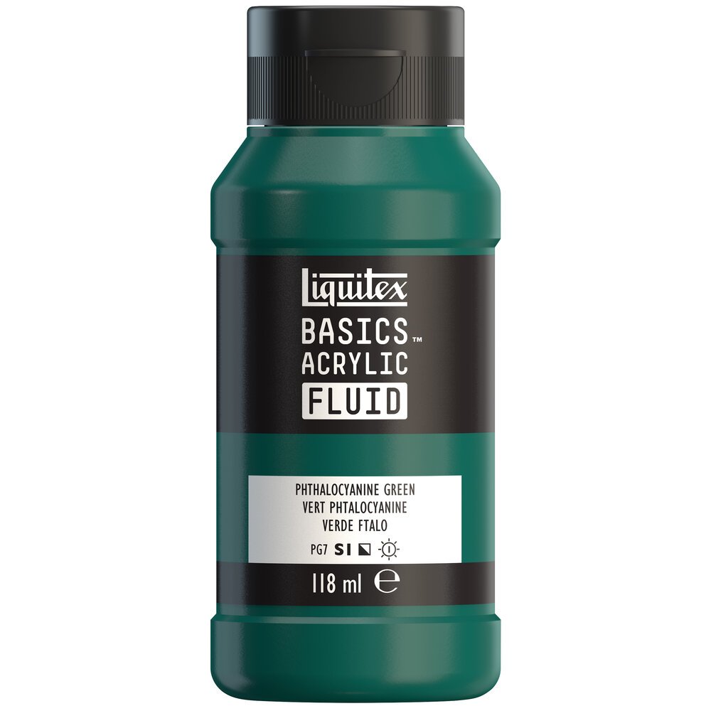 Akrylfärg - Liquitex Basics Fluid - 118ml - Phthalocyanine Green - Akrylfärger, Konstnärsfärger