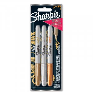 Fiberpennset Sharpie - Metallic 3-Blister - 1,4 mm Guld/Silver/Brons