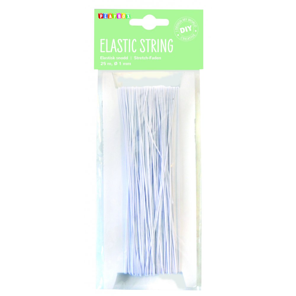 Elastisk snor 25 m 1 mm Hvid - Elastiske smykketråde, Smykkesnor & tråde, Håndværk