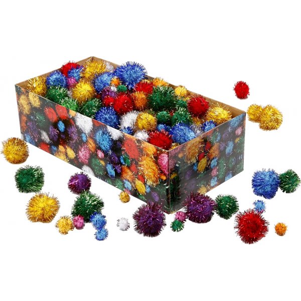 Pompomer - starka färger - glitter - 300 g Pompomer - starka färger - glitter - 300 g