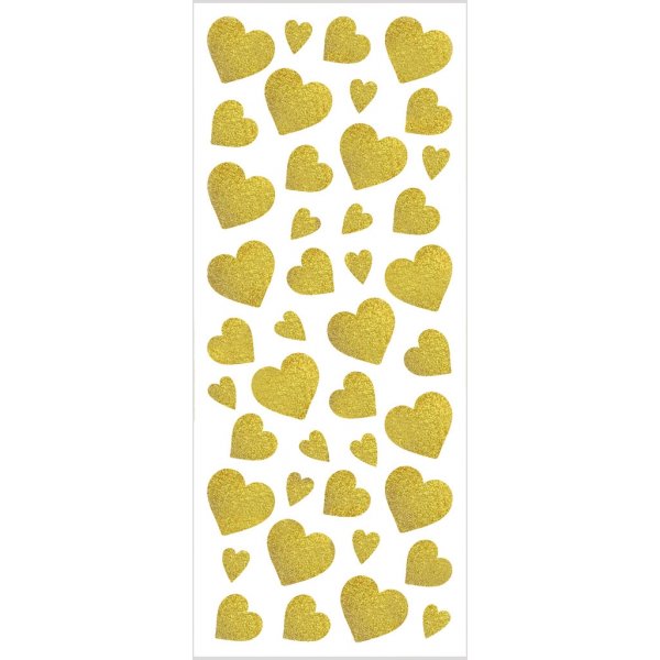 Glitterstickers - guld - hjärtan - 2 ark Glitterstickers - guld - hjärtan - 2 ark