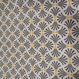 Vaxduk PVC hay svart gul 140 cm