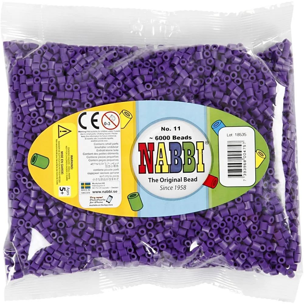 NABBI Tube perler - Mørk lilla (32234) - 6000 stk - Rørperler, Perler & perleplader, Håndværk