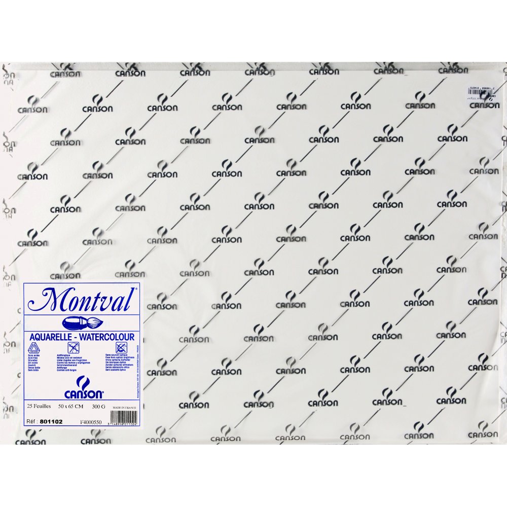 Canson Montval 300 g Fin - 50x65 cm - Akvarelpapir, Blok