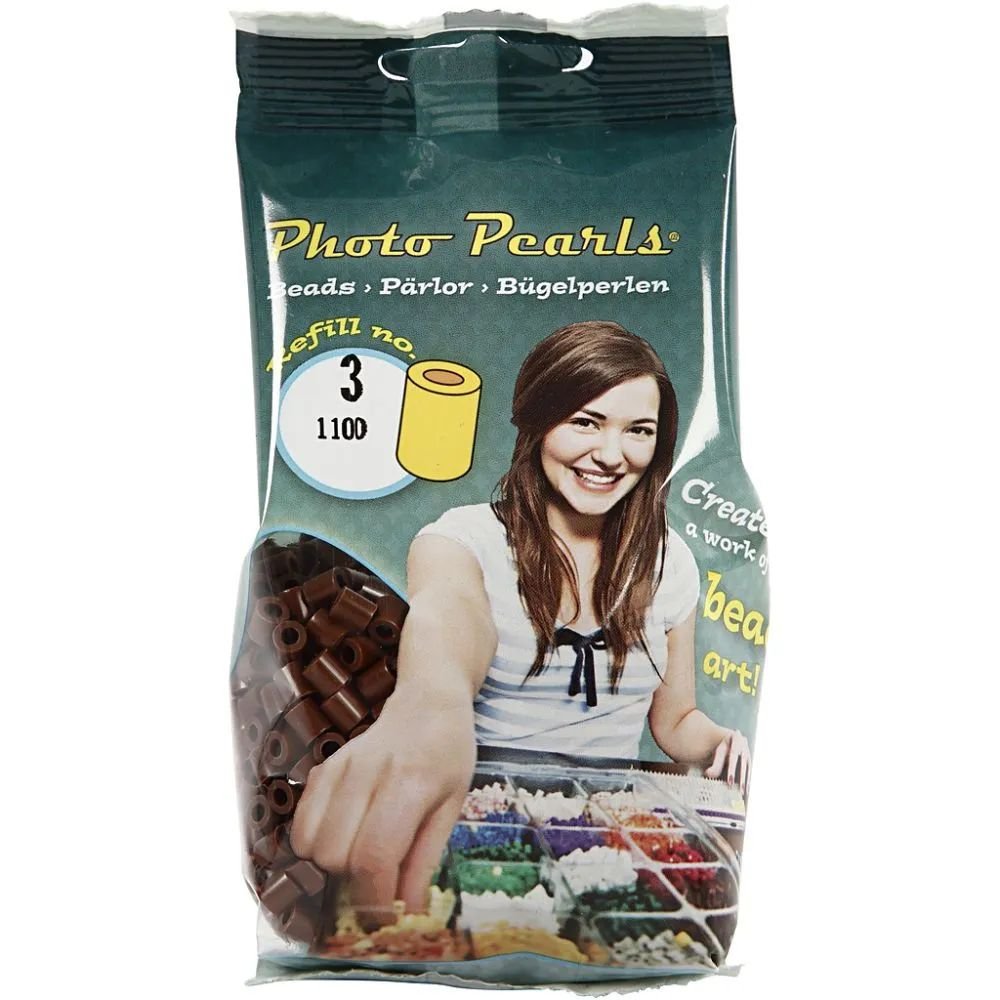 NABBI PhotoPearls - Brun (3) - 1100 stk - Photo Pearls, Perler & perleplader, Håndværk