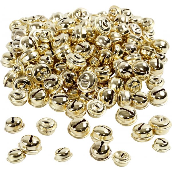Bjällror - guld - 220 st - Ø13/15/17 mm Bjällror - guld - 220 st - Ø13/15/17 mm