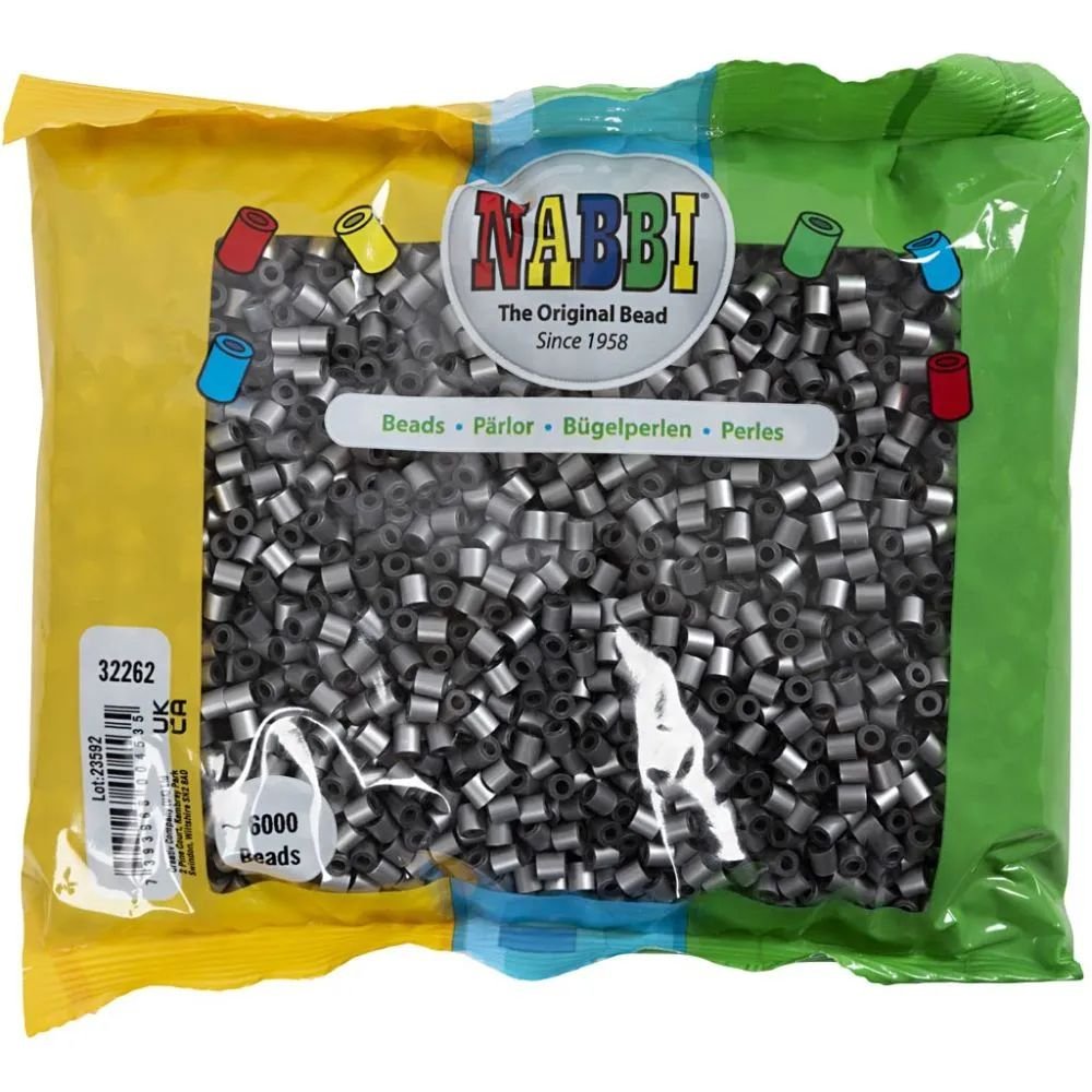 NABBI Tube perler - Sølv (32262) - 6000 stk - Rørperler, Perler & perlebrett, Håndverk