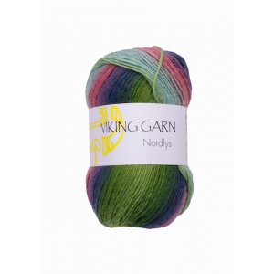 Viking garn Nordlys 100g - Grn/bl/rosa (935)