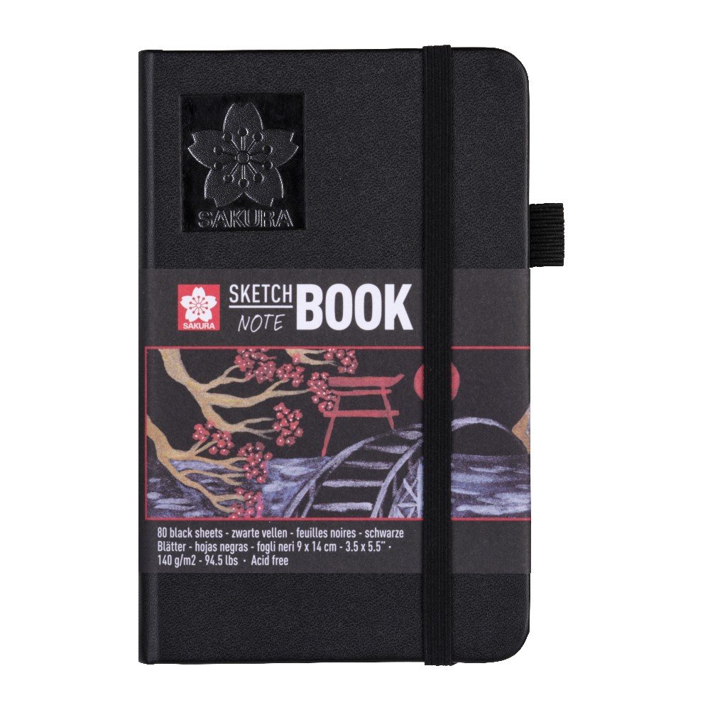 Skitsebog Sakura Sort Papir 140 g 80 ark - 9x14 cm - Skitseblok, Blok