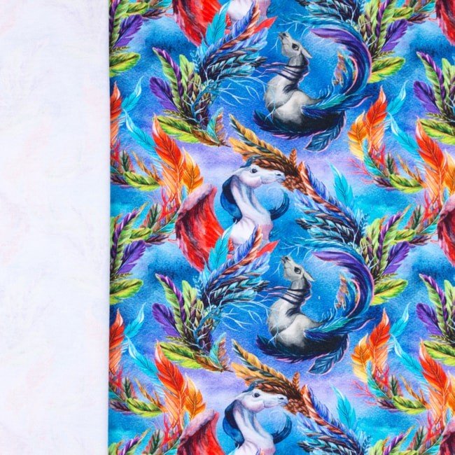 French Terry- Digital Printing - Enhjørning - Jersey stof, Beklædningsstoffer, Stof