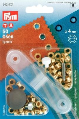 Øskener Messing Forgyldt 4,0 mm 50-pak - Snøreringe, Knapper & fastgørelsesmidler, Sytilbehør
