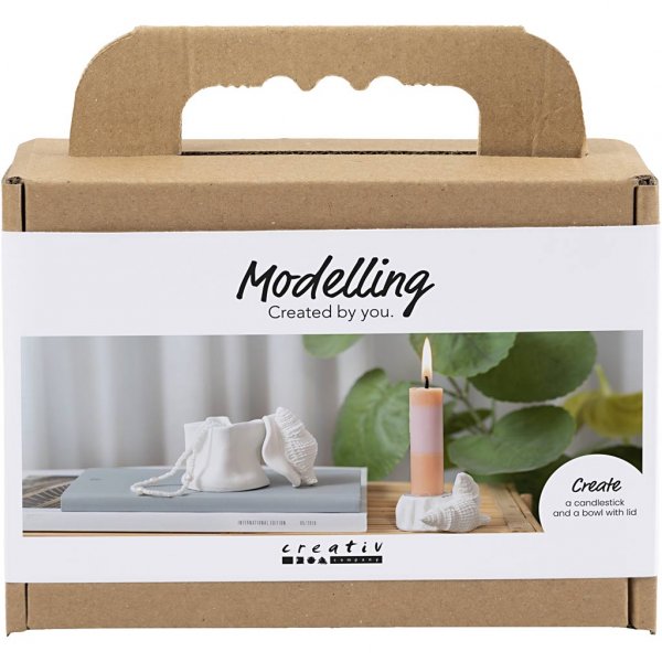 Mini DIY Kit Modellera Ljush�llare och Beh�llare med Skal Off White 2 st