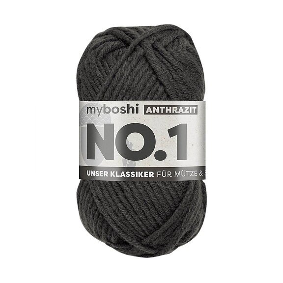 Myboshi No.1 - 50 g - Antracit - Myboshi garn, Garn, Strikke, hækle, knytte og væve