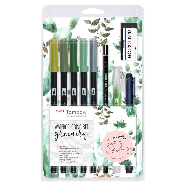 Tombow akvarelsæt Greenery - 9 dele Tombow akvarelsæt Greenery - 9 dele