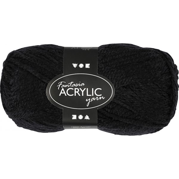 Fantasia Akrylgarn - svart - 50 g Fantasia Akrylgarn - svart - 50 g