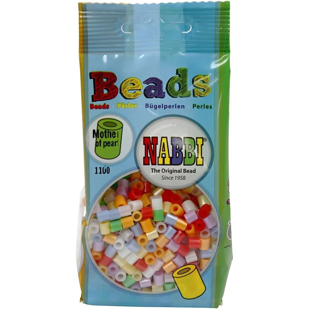NABBI Tube perler - Perlemor farver - 1100 stk - Rørperler, Perler & perleplader, Håndværk