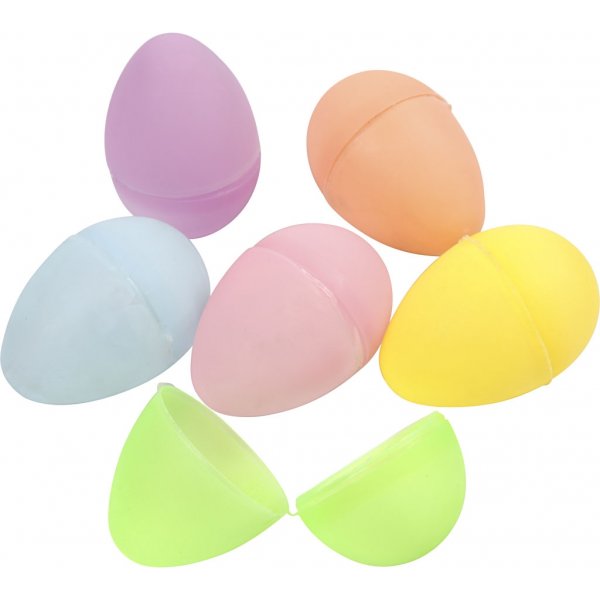 Ägg av plast - 2-delad - pastellfärger - H6 cm - 12 st Ägg av plast - 2-delad - pastellfärger - H6 cm - 12 st