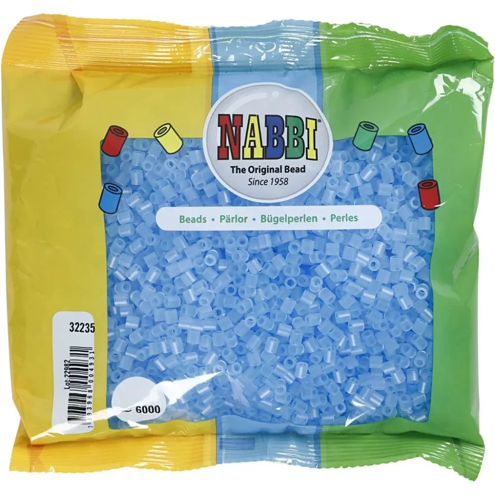 NABBI Tube perler - Neonblå (32235) - 6000 stk - Rørperler, Perler & perleplader, Håndværk