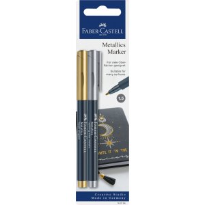 Fiber pen st - Faber-Castell - Metallic tuscher - Guld & Slv