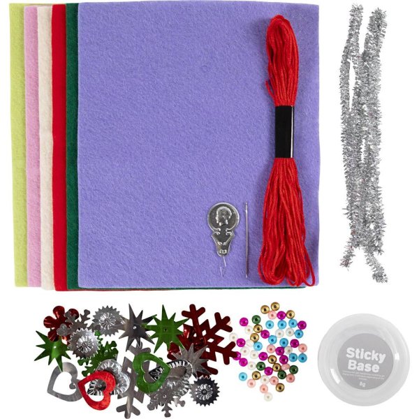 DIY-sæt julepynt i filt blandede farver 5 stk. DIY-sæt julepynt i filt blandede farver 5 stk.