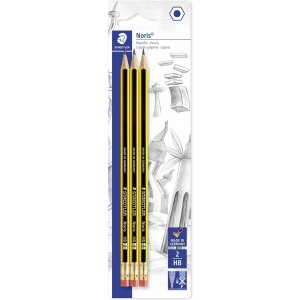 Noris blyanter med viskelder gummi top HB - 3-pak