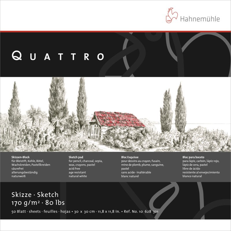 Skitseblok Hahnemühle Sketch Quattro 170 g - 25,4x25,4cm - Tegneblok, Blok
