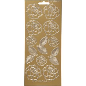 Klisterm�rker roser 10x23 cm Guld - 1 ark
