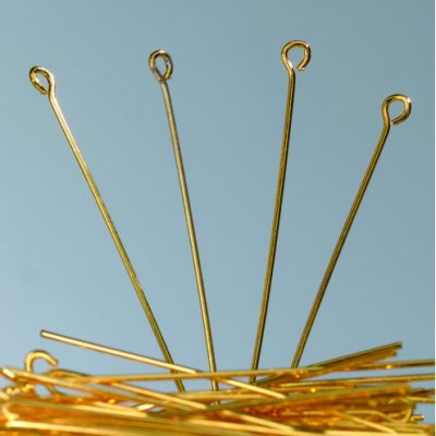 Hattpinnar / glepinnar 50 x 3 x 0,75 mm - guldplterade 100 st.