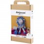 DIY kit amigurumi l�ve marinebl� og lysegr� - 1 pakke.