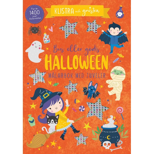 Halloween Trick or Treat - fargeleggingsbok med over 1400 juvelklistremerker