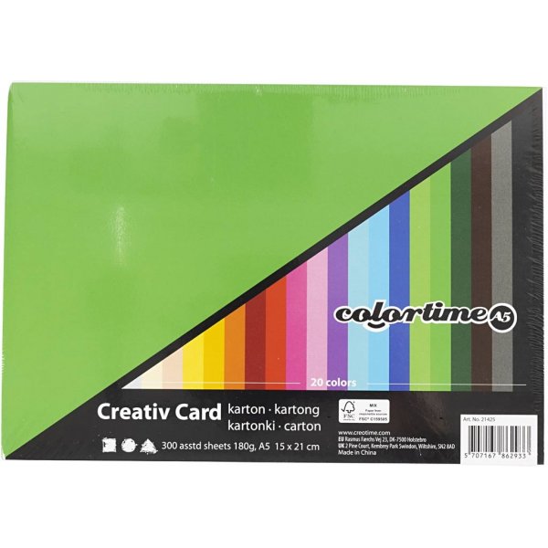 Creativ Kartong - mixade färger - A5 - 300 st Creativ Kartong - mixade färger - A5 - 300 st