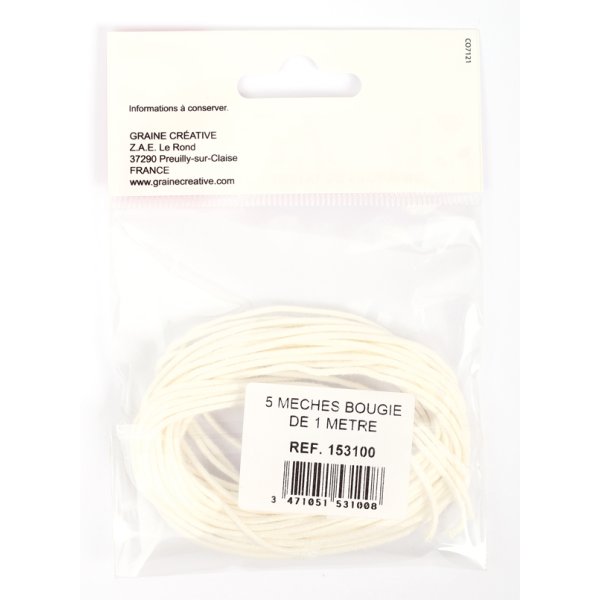 Bomullsvekar 5-pack, 1 meter Bomullsvekar 5-pack, 1 meter