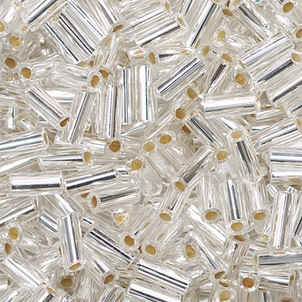 Glasp�rlor silverf�rgade 9 x 2 mm, 16 g