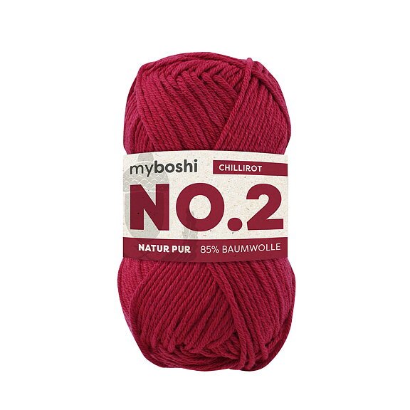 Myboshi No.2 - 50 g - Chili-Rød - Myboshi garn, Garn, Strikke, hækle, knytte og væve