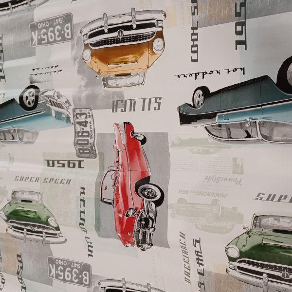 Vaxduk PVC klassiska bilar 140 cm