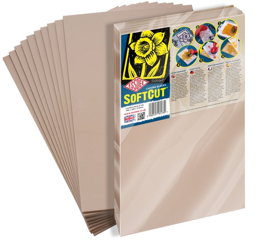 Softcut Trykblok 10-pak - 300x210x3,0 mm - Linoleumtryk, Print & printfarve
