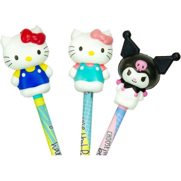 Hello Kitty 3D pennprydnader squishy - 3-pack