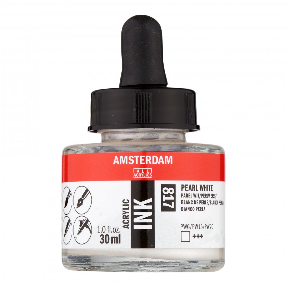 Akryltusch Amsterdam 38 ml - Pearl White - Tusch & Blæk, Kunstnerfarver