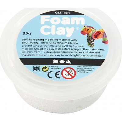 Foam Clay - hvid - glitter - 35 g