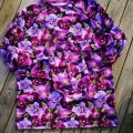 Kundebillede Mønstret Jersey 150 cm - Stedmoderblomst Lyslilla Sort